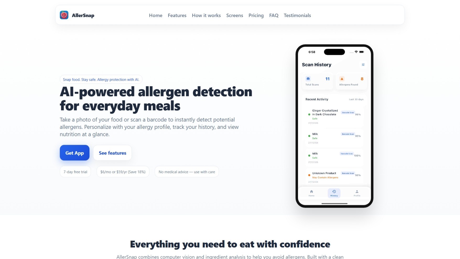 AllerSnap - Food Recognition App by Ahmed Abidi (Abidi Ahmed) - Flutter Developer